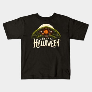 Happy Halloween - Halfling Home by the Full Moon - Fantasy Halloween Kids T-Shirt